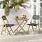 Costway 2/4 Piece Patio Folding Chairs with Woven Rope Seat & High Back Indonesia Teak Wood for Porch Natural&Black